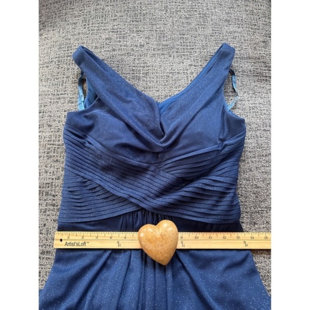 Alex Evenings Midnight Blue Sparkle Ruched Waist Gown‎ Formal Evening Dress  4 - Picture 4 of 11